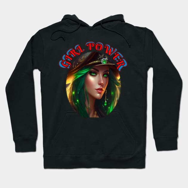 Girl power, Green eyed pirate queen Hoodie by sailorsam1805